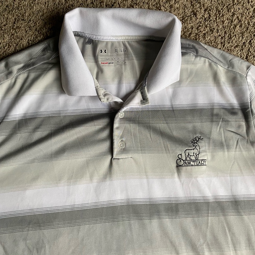 Under Armour Golf Polo Shirt XL The Sanctuary Club Colorado gray Stripes